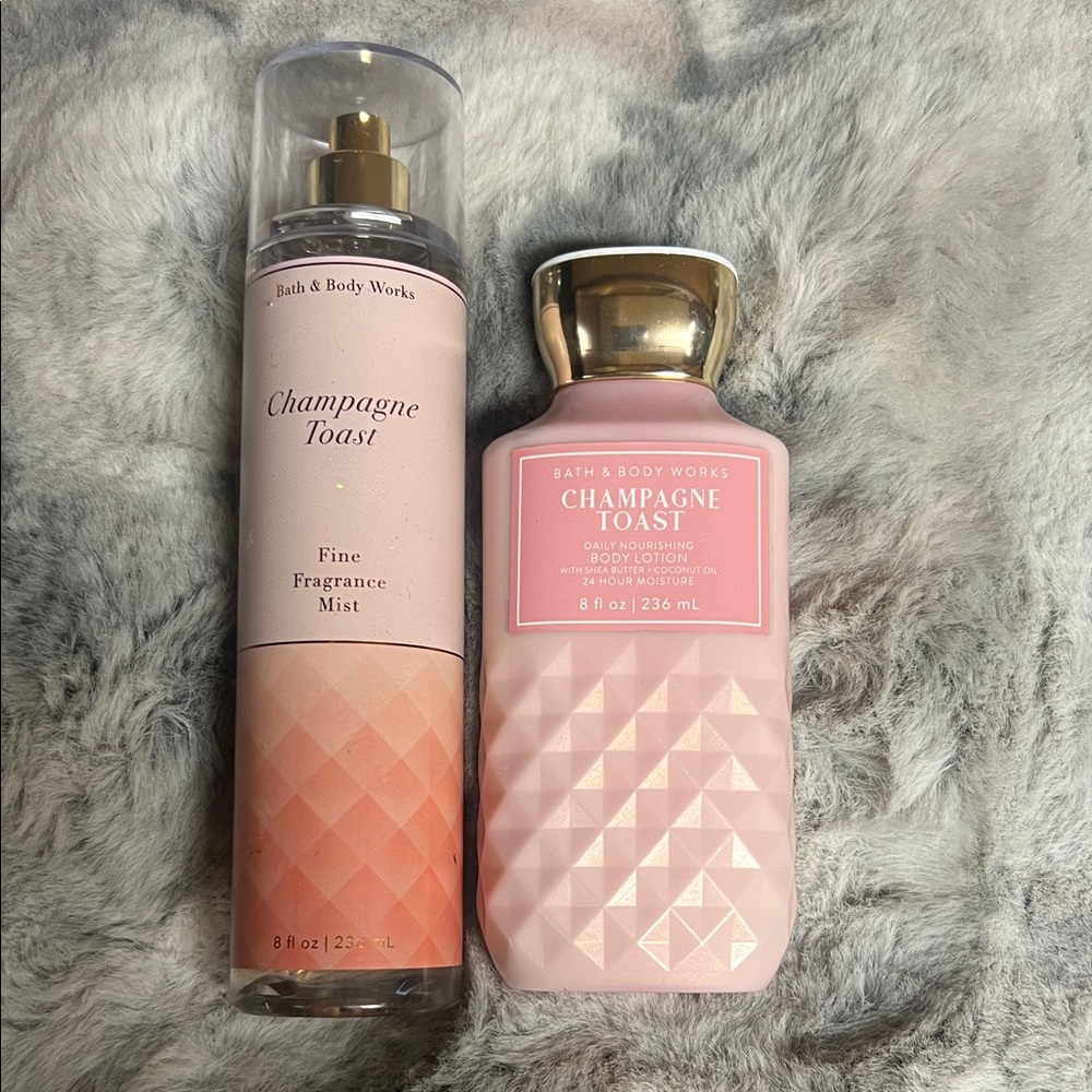 Bath & Body Works Champagne Toast Mist and Lotion - Pink and Gold